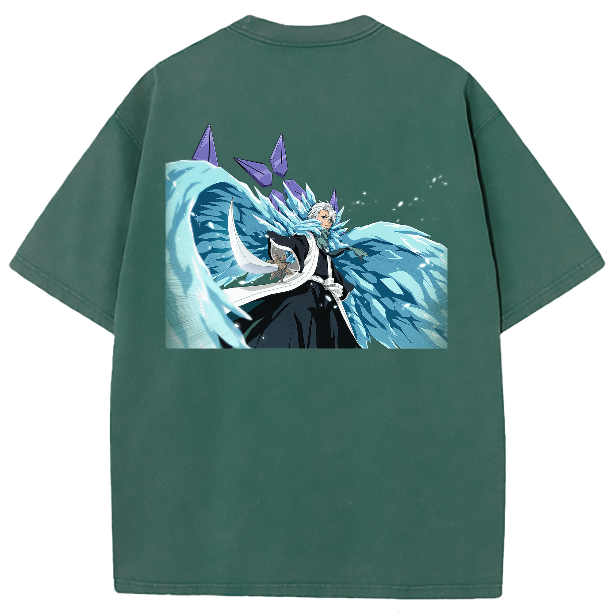 （画像用） ブリーチ 日番谷冬獅郎（ひつがや とうしろう） BLEACH Hitsugaya Toushirou 綿100% ヴィンテージ風 半袖Tシャツ（背面プリント）